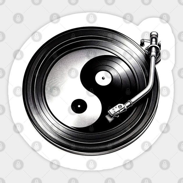 Yin And Yang Vinyl Record Player Sticker by ArtisanEcho